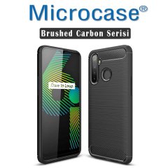 Microcase Realme 6i - Realme 5 - Realme 5i Brushed Carbon Fiber Silikon Kılıf - Siyah