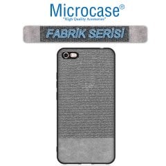 Microcase iPhone 6 Plus - iPhone 6s Plus Fabrik Serisi Kumaş ve Deri Desen Kılıf - Gri