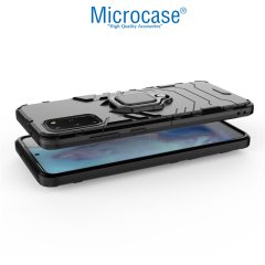 Microcase Samsung Galaxy S20 Plus Batman Serisi Yüzük Standlı Armor Kılıf - Siyah