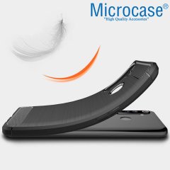 Microcase Realme 6i - Realme 5 - Realme 5i Brushed Carbon Fiber Silikon Kılıf - Siyah