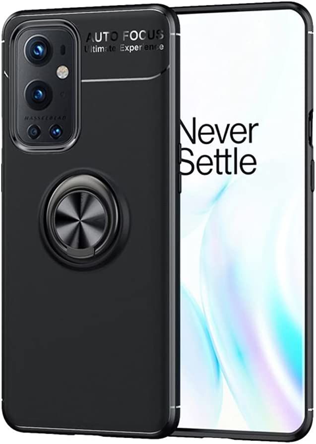Microcase OnePlus 9 Pro Focus Serisi Yüzük Standlı Silikon Kılıf - Siyah