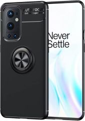 Microcase OnePlus 9 Pro Focus Serisi Yüzük Standlı Silikon Kılıf - Siyah