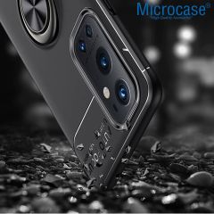 Microcase OnePlus 9 Pro Focus Serisi Yüzük Standlı Silikon Kılıf - Siyah