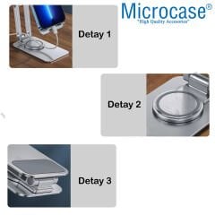 Microcase 360 Derece Dönerli Uzayabilir Masaüstü Telefon Tablet Tutucu Metal Stand - K50 AL3758 Koyu Gri