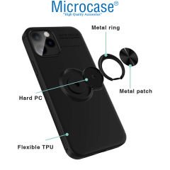 Microcase OnePlus 9 Pro Focus Serisi Yüzük Standlı Silikon Kılıf - Siyah