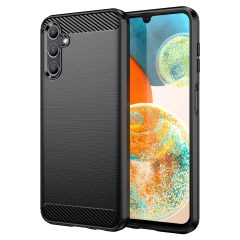 Microcase Samsung Galaxy A56 5G ile Uyumlu Brushed Carbon Fiber Silikon Kılıf - Siyah AL3332