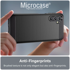 Microcase Samsung Galaxy A56 5G ile Uyumlu Brushed Carbon Fiber Silikon Kılıf - Siyah AL3332