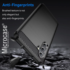 Microcase Samsung Galaxy A56 5G ile Uyumlu Brushed Carbon Fiber Silikon Kılıf - Siyah AL3332
