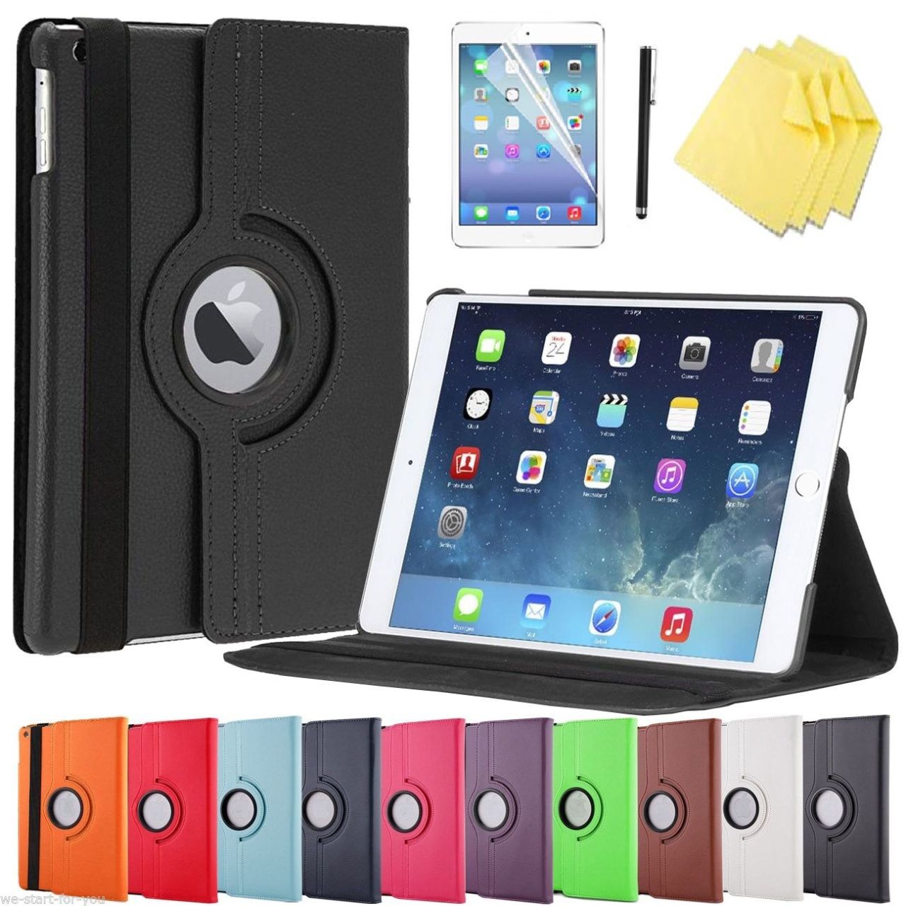 Apple iPad 2017 9.7 Dönerli Kılıf + Cam Koruma+Kalem