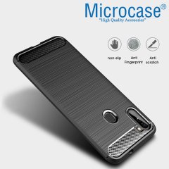 Microcase Samsung Galaxy M11 Brushed Carbon Fiber Silikon Kılıf - Siyah