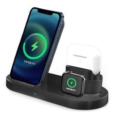 Microcase Samsung-iPhone-Apple Watch-Airpods ile uyumlu 15W 3in1 Manyetik Kablosuz Şarj Standı - AL3756