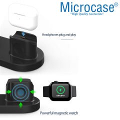 Microcase Samsung-iPhone-Apple Watch-Airpods ile uyumlu 15W 3in1 Manyetik Kablosuz Şarj Standı - AL3756