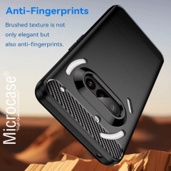 Microcase Nothing Phone 3A ile Uyumlu Brushed Carbon Fiber Silikon Kılıf - Siyah AL3332