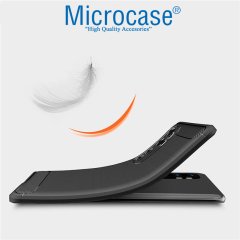 Microcase Xiaomi Mi Note 10 Lite Brushed Carbon Fiber Silikon Kılıf - Siyah