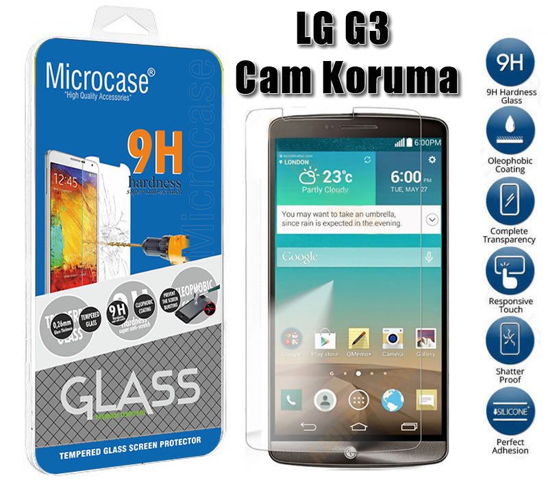 Microcase LG G3 Tempered Glass Cam Koruma