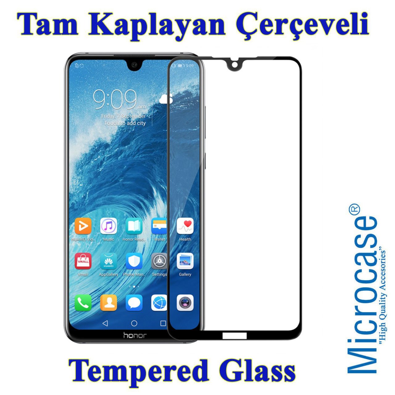Huawei Honor 8X Max Tam Kaplayan Çerçeveli Tempered Ekran Koruyuc