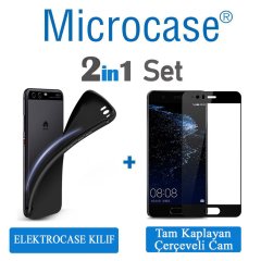 Huawei P10 Elektrocase Silikon Kılıf + Tam Kaplayan Cam