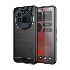 Microcase Nothing Phone 3A Pro ile Uyumlu Brushed Carbon Fiber Silikon Kılıf - Siyah AL3332