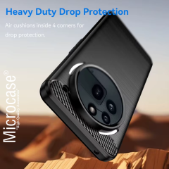 Microcase Nothing Phone 3A Pro ile Uyumlu Brushed Carbon Fiber Silikon Kılıf - Siyah AL3332