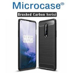 Microcase OnePlus 8 Brushed Carbon Fiber Silikon Kılıf - Siyah
