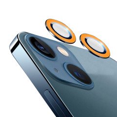 Microcase iPhone 13 Mini Fosfor Işıklı Kamera Camı Lens Koruyucu Halka Set - Turuncu AL2883