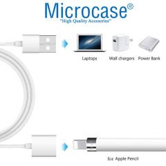 Microcase Apple Pencil Uzatma Adaptör Kablo 8 Pin To Usb - Beyaz AL4074
