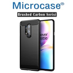 Microcase OnePlus 8 Pro Brushed Carbon Fiber Silikon Kılıf - Siyah