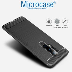 Microcase OnePlus 8 Pro Brushed Carbon Fiber Silikon Kılıf - Siyah