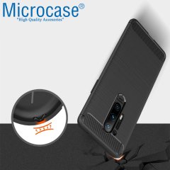 Microcase OnePlus 8 Pro Brushed Carbon Fiber Silikon Kılıf - Siyah