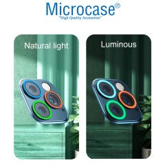 Microcase iPhone 13 Mini Fosfor Işıklı Kamera Camı Lens Koruyucu Halka Set - Beyaz AL2883