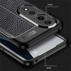 Microcase Honor 90 Leather Serisi Deri Efekt Silikon Kılıf - Siyah AL3337