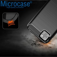 Microcase Huawei Y5p - Honor 9s Brushed Carbon Fiber Silikon Kılıf - Siyah