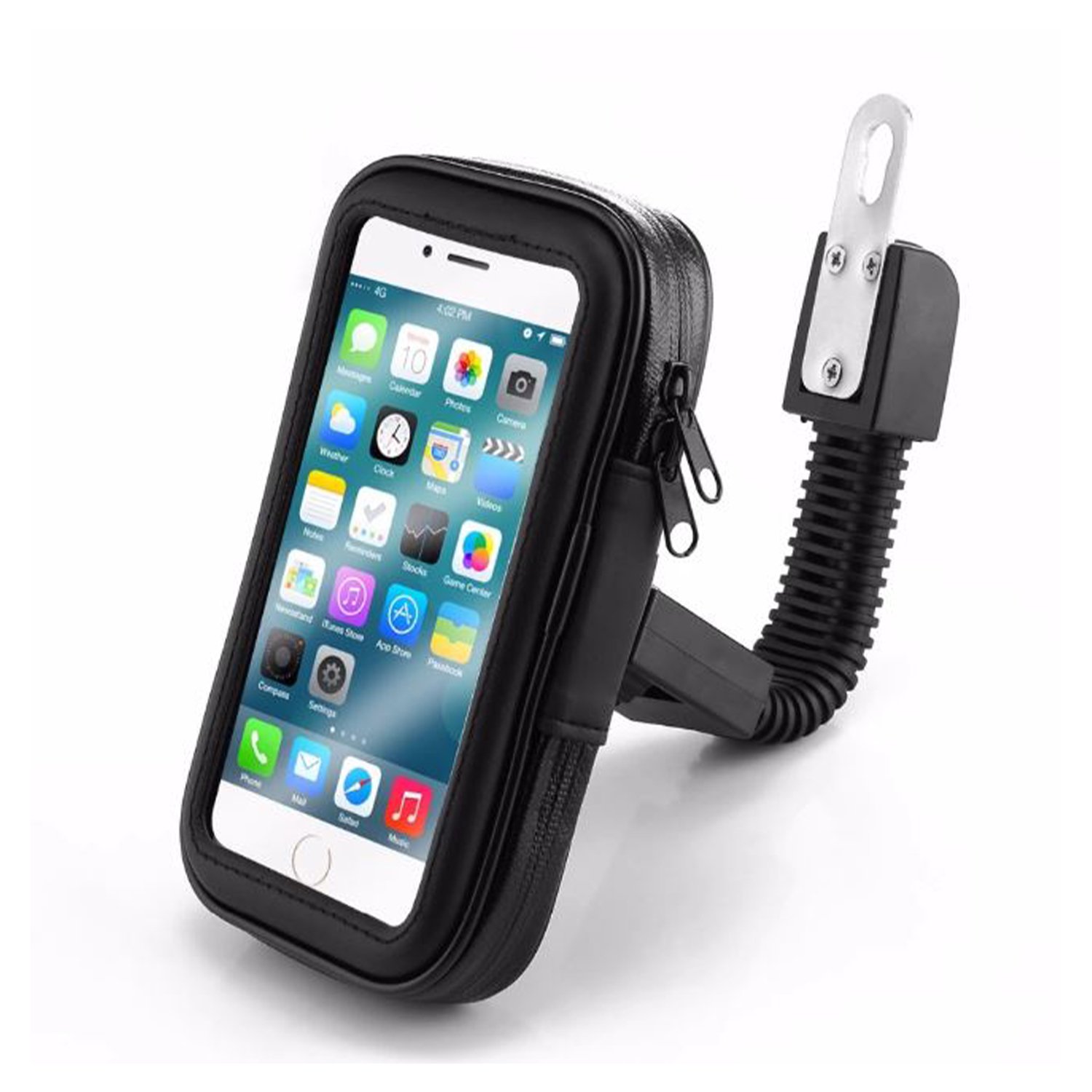 Microcase Universal Su Geçirmez Bisiklet Motosiklet Telefon Tutucu Fermuarlı Çanta XL Siyah - AL2927