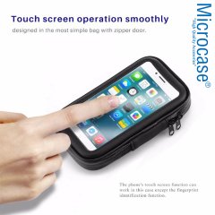 Microcase Universal Su Geçirmez Bisiklet Motosiklet Telefon Tutucu Fermuarlı Çanta XL Siyah - AL2927