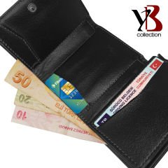 YB Collection Otomatik Mekanizmalı Kutulu Rfid Korumalı Para ve Kartlık Bölmeli Deri Cüzdan - AL3639
