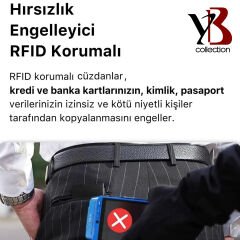 YB Collection Otomatik Mekanizmalı Kutulu Rfid Korumalı Para ve Kartlık Bölmeli Deri Cüzdan - AL3639