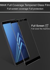 Samsung Galaxy A8 Plus 2018 Tam Kaplayan Çerçeveli Tempered Cam