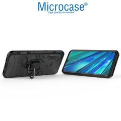 Microcase Realme 5 Pro Batman Serisi Yüzük Standlı Armor Kılıf - Siyah