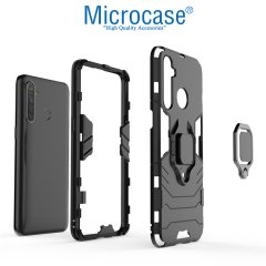 Microcase Realme 5 Pro Batman Serisi Yüzük Standlı Armor Kılıf - Siyah