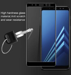 Samsung Galaxy A8 2018 Tam Kaplayan Çerçeveli Tempered Cam Koruma