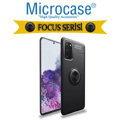 Microcase Samsung Galaxy S20 Focus Serisi Yüzük Standlı Silikon Kılıf - Siyah