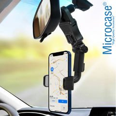 Microcase Araç İçi Dikiz Aynası Koltuk Arkası Mutfak Telefon Tutucu - AL3243 Siyah-Gri