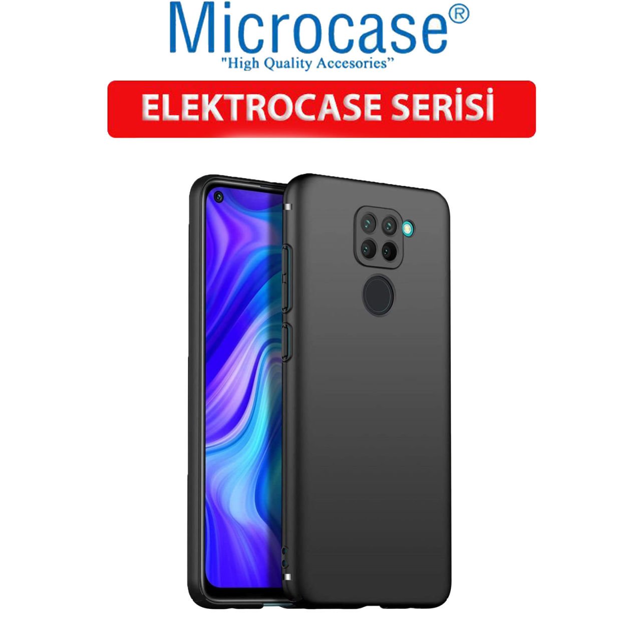 Microcase Xiaomi Redmi Note 9T Elektrocase Serisi Kamera Korumalı Silikon Kılıf - Siyah