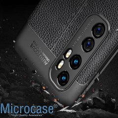 Microcase Xiaomi Mi Note 10 Lite Leather Tpu Silikon Kılıf - Siyah