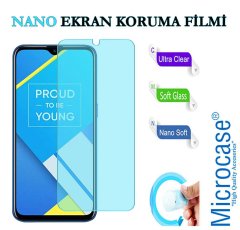 Microcase Realme C2 Focus Serisi Yüzük Standlı Silikon Kılıf - Siyah + Nano Esnek Ekran Koruma Filmi