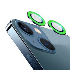 Microcase iPhone 13 Fosfor Işıklı Kamera Camı Lens Koruyucu Halka Set - Yeşil AL2883