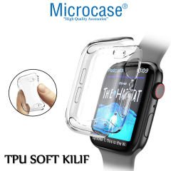 Microcase Apple Watch Seri 5 44 mm Önü Kapalı Tasarım Silikon Kılıf - Şeffaf