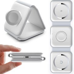 Microcase Iphone Watch ile uyumlu Manyetik Katlanabilir 30W 3in1 Kablosuz Şarj Standı-AL4075