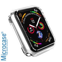 Microcase Apple Watch Seri 5 44 mm Önü Kapalı Tasarım Silikon Kılıf - Şeffaf