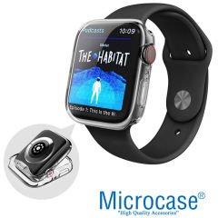 Microcase Apple Watch Seri 5 44 mm Önü Kapalı Tasarım Silikon Kılıf - Şeffaf